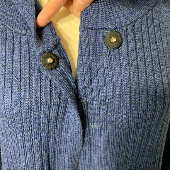NWT Raffi Blue Hooded Cardigan Sweater Extra Fine Merino Wool Relax Minimalist S - Picture 8 of 14